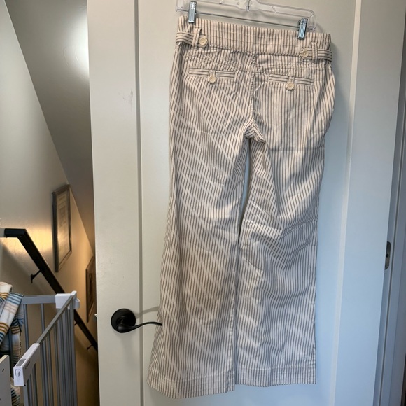 Banana Republic Women's Pinstripe Trouser Wide Leg Pants Business Casual White 4 - Picture 5 of 6